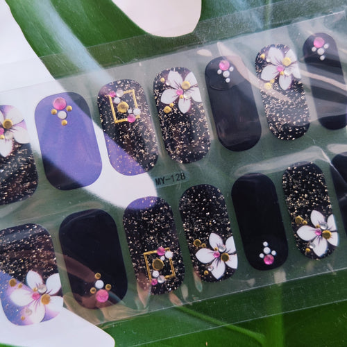 Floral Shimmer Gel Nails