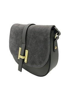Saddle Leather Handbag Crossbody Grey