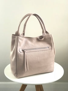Office Leather Handbag Tote Pink